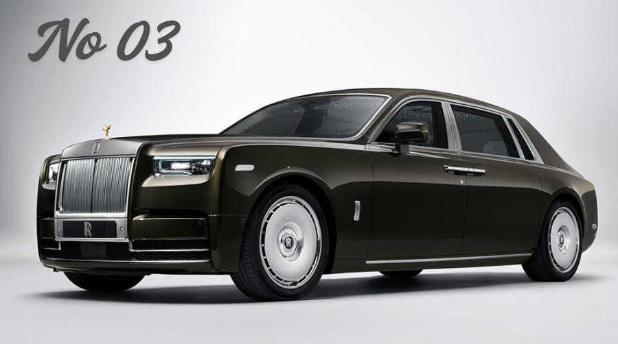 The Rolls-Royce La Rose Noire Droptail, the most expensive coachbuilt luxury car of 2025, shown from the side profile.